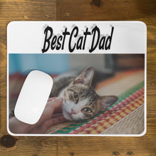 Bester Cat Vater Foto Schwarzer Text Mousepad