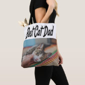 Bester Cat Vater Foto Schwarzer Text Tasche (Von Nahem)