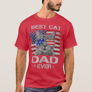 Bester Cat Vater je amerikanische Flagge Patriotic T-Shirt