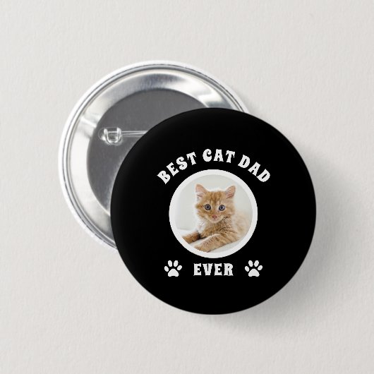 Bester Cat Vater je benutzerdefiniertes Foto Perso Button (Vorne & Hinten)