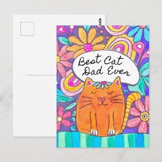 Bester Cat Vater je Chat Lover Postkarte (Vorne/Hinten)