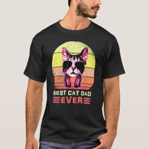 Bester Cat Vater je Colour-Sonnenbrille und Kopfhö T-Shirt