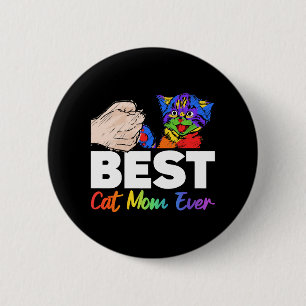 Bester Cat Vater je farbenfroher Regenbogen Mutter Button