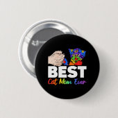 Bester Cat Vater je farbenfroher Regenbogen Mutter Button (Vorne & Hinten)