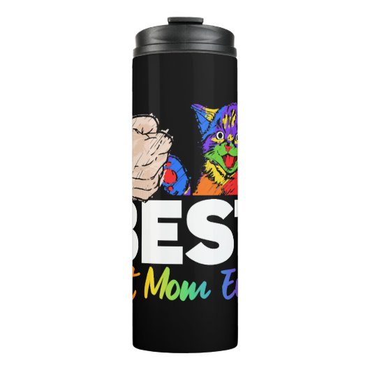 Bester Cat Vater je farbenfroher Regenbogen Mutter Thermosbecher (Vorderseite)