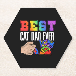 Bester Cat Vater je farbenfroher Regenbogen Vatert Untersetzer
