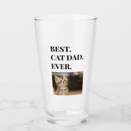 Bester Cat Vater je Foto Beer Pint Glas (Vorderseite)