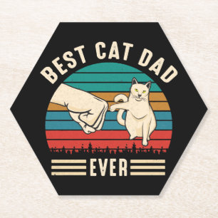 Bester Cat Vater je Katze Faust Vintage Männer Untersetzer