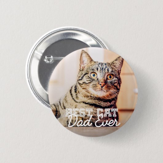 Bester Cat Vater je Modernes, benutzerdefiniertes  Button (Vorne & Hinten)