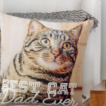 Bester Cat Vater je Modernes, benutzerdefiniertes  Kissen<br><div class="desc">Dieses einfache und klassische Design besteht aus Serifentypografie und fügt ein benutzerdefiniertes Foto hinzu</div>