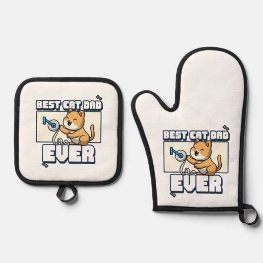 Bester Cat Vater je Ofenhandschuh & Topflappen-Set (Vorderseite)