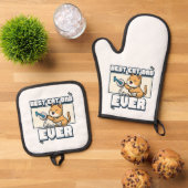 Bester Cat Vater je Ofenhandschuh & Topflappen-Set (Oben Unten)