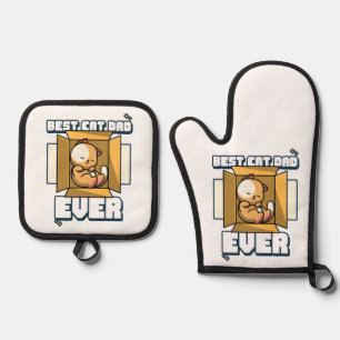 Bester Cat Vater je Ofenhandschuh & Topflappen-Set