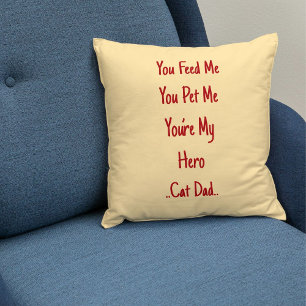 Bester Cat Vater je Personalisiert Red Beige Niedl Kissen