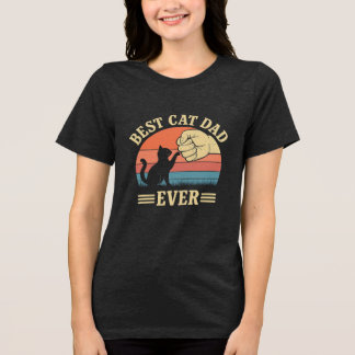 Bester Cat Vater je Retro Faustblase Funny Funny P Tri-Blend Shirt