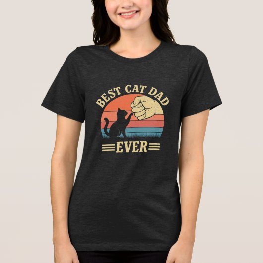 Bester Cat Vater je Retro Faustblase Funny Funny P Tri-Blend Shirt (Vorderseite)