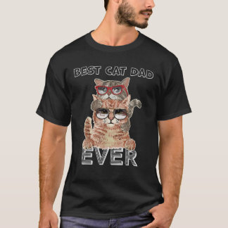 Bester Cat Vater je Sonnenbrille Daddy Son Daughte T-Shirt