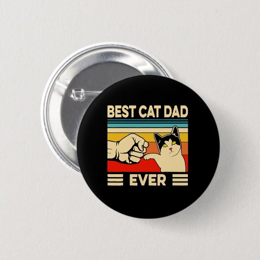 Bester Cat Vater je T - Shirt Funny Cat Vater Vate Button (Vorne & Hinten)