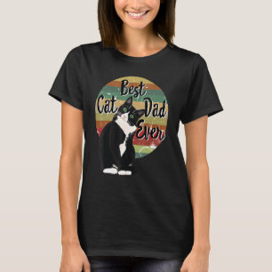 Bester Cat Vater je Tuxedo Vatertag Gewitter Retro T-Shirt