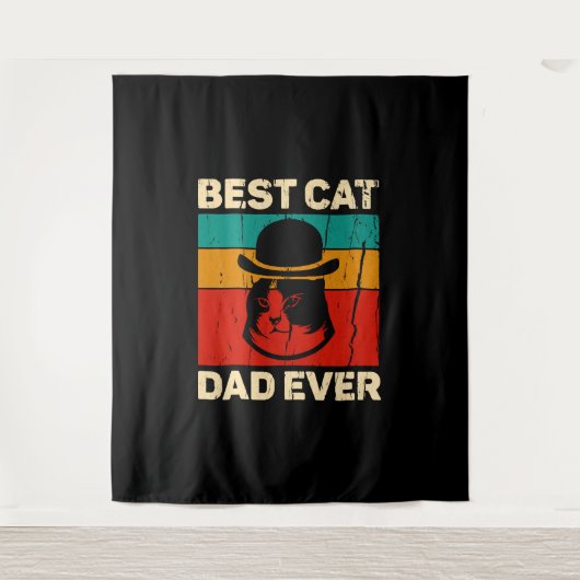 Bester Cat Vater je Vatertag Geschenk Wandteppich (Vorderseite)