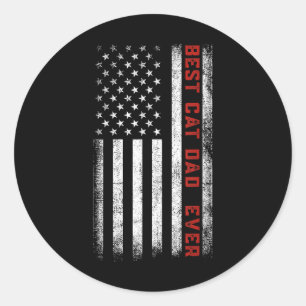Bester Cat Vater jemals American Flag Cat Vater Fa Runder Aufkleber
