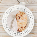 Bester Cat Vater nach Art Klassisches einfaches Fo Schlüsselanhänger<br><div class="desc">Dieses einfache und klassische Design besteht aus Serifentypografie und fügt ein benutzerdefiniertes Foto hinzu. "Bester Vater von Par" umschließt den Rahmen.</div>