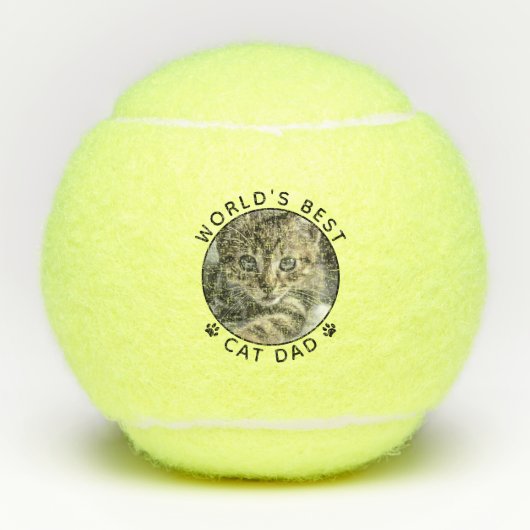 Bester Cat Vater Personalisiertes Foto Tennisbälle (Vorderseite)