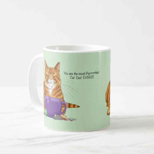 Bester Cat Vater Vatertag Kaffeetasse (Vorderseite Links)