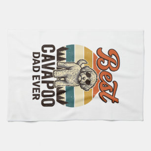 Bester Cavapoo-Papa ever Vintage-Hunde-Shirt-Desig Geschirrtuch
