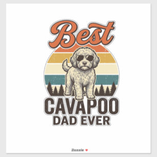 Bester Cavapoo-Vater aller Zeiten Vintage-Hund-Shi Aufkleber