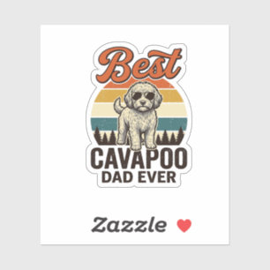 Bester Cavapoo-Vater aller Zeiten Vintage-Hund-Shi Aufkleber