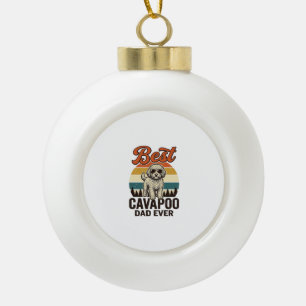 Bester Cavapoo-Vater aller Zeiten Vintage-Hund-Shi Keramik Kugel-Ornament