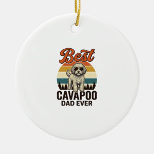 Bester Cavapoo-Vater aller Zeiten Vintage-Hund-Shi Keramik Ornament