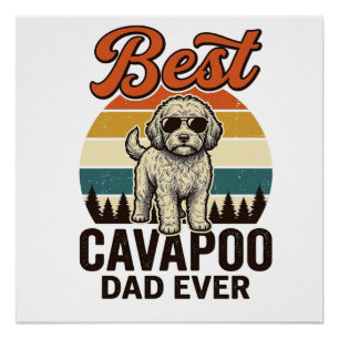 Bester Cavapoo-Vater aller Zeiten Vintage-Hund-Shi Poster