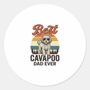 Bester Cavapoo-Vater aller Zeiten Vintage-Hund-Shi Runder Aufkleber