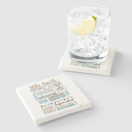 Bester Chef-Anerkennungs-Geschenk-Untersetzer Steinuntersetzer (Seitenansicht)