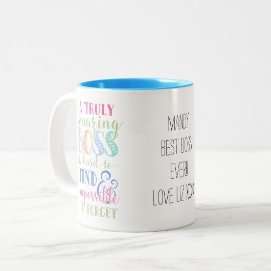 Bester Chef, Chef-Tasse, Chefgeschenk, Ruhestand Zweifarbige Tasse (Vorderseite Links)