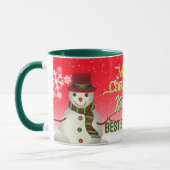 Bester Chef ever mit Schneemann auf ROT Tasse (Links)