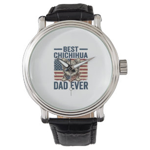 Bester Chihuahua-Vater aller Zeiten Patriotisches Armbanduhr
