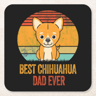 Bester Chihuahua-Vater überhaupt Vintage abgenutzt Rechteckiger Pappuntersetzer