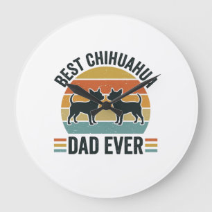 Bester Chihuahua-Vater überhaupt Vintage-Hunde-Lie Große Wanduhr