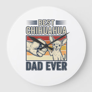 Bester Chihuahua-Vater überhaupt Vintage-Hunde-Shi Große Wanduhr