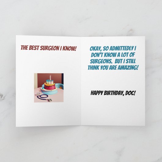 Bester Chirurg zum Geburtstag Karte (Innenseite)