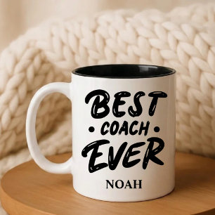Bester Coach Aller Zeiten – Geschenk mit Namen Zweifarbige Tasse