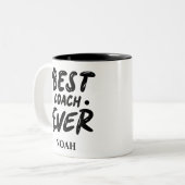 Bester Coach je - Individuelle Name-Geschenk Zweifarbige Tasse (Vorderseite Links)