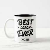 Bester Coach je - Individuelle Name-Geschenk Zweifarbige Tasse (Links)