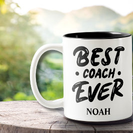 Bester Coach je - Individuelle Name-Geschenk Zweifarbige Tasse