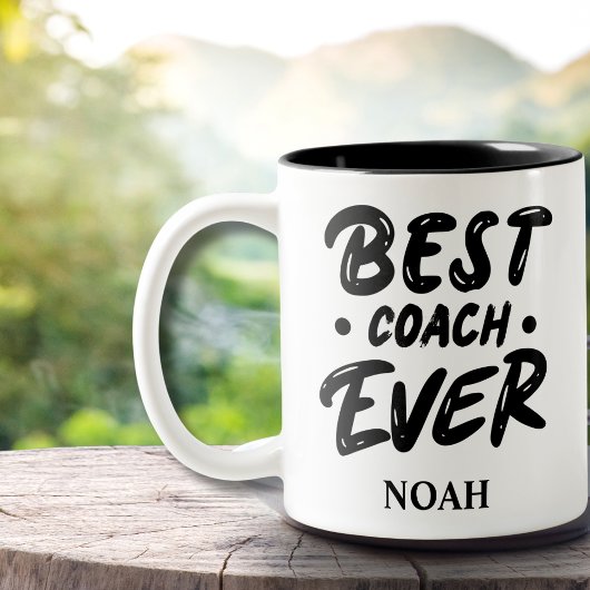 Bester Coach je - Individuelle Name-Geschenk Zweifarbige Tasse
