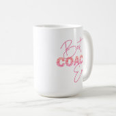 Bester Coach je rosa Blumentext Personalisiert Kaffeetasse (VorderseiteRechts)