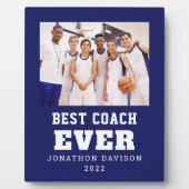Bester Coach jedes Jahr Name Team Foto Blau Weiß Fotoplatte (Vorderseite)